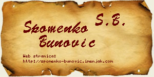 Spomenko Bunović vizit kartica